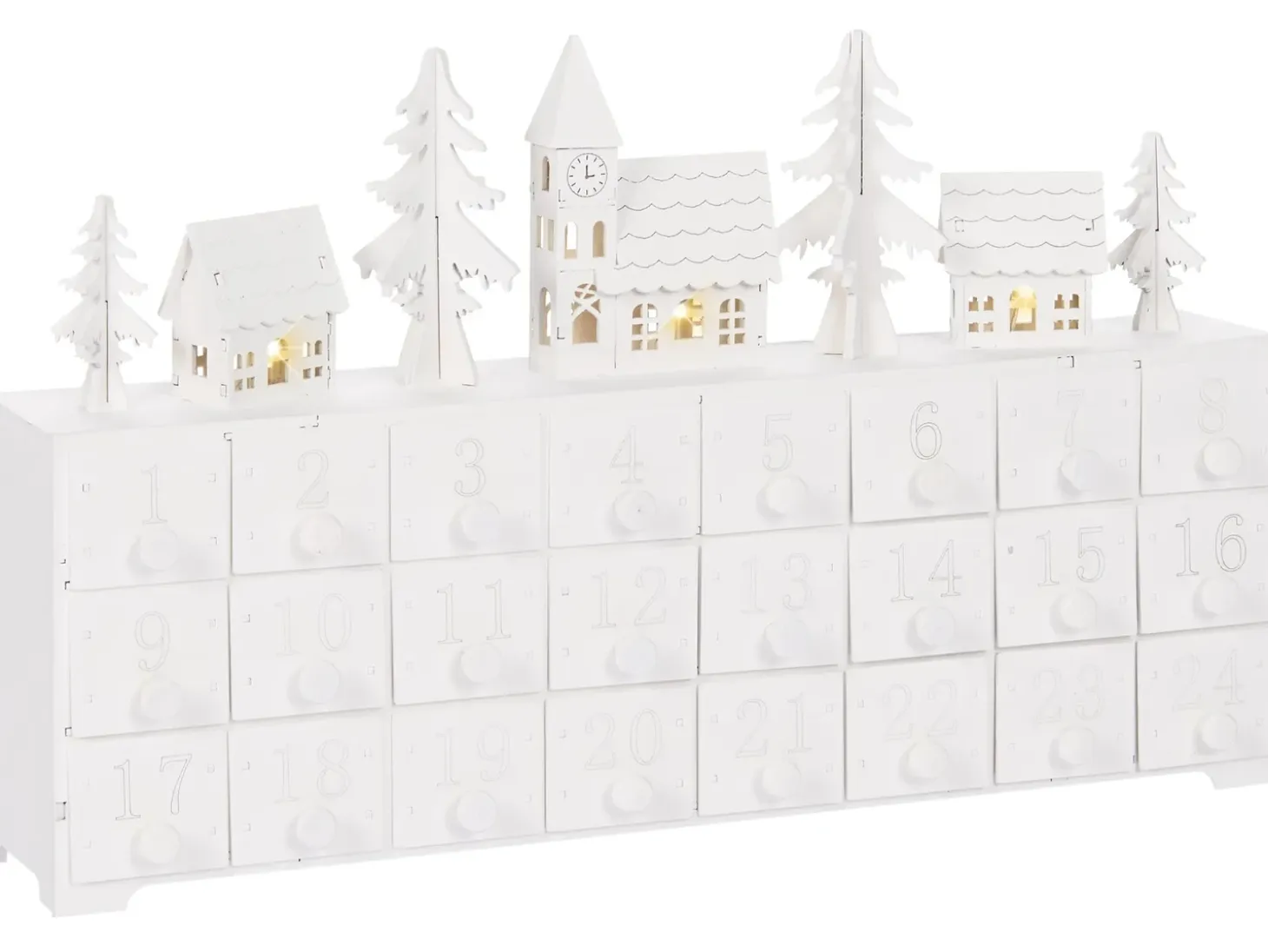 Juledekoration LED MUONIO Adventskalender 24 cm Hvid