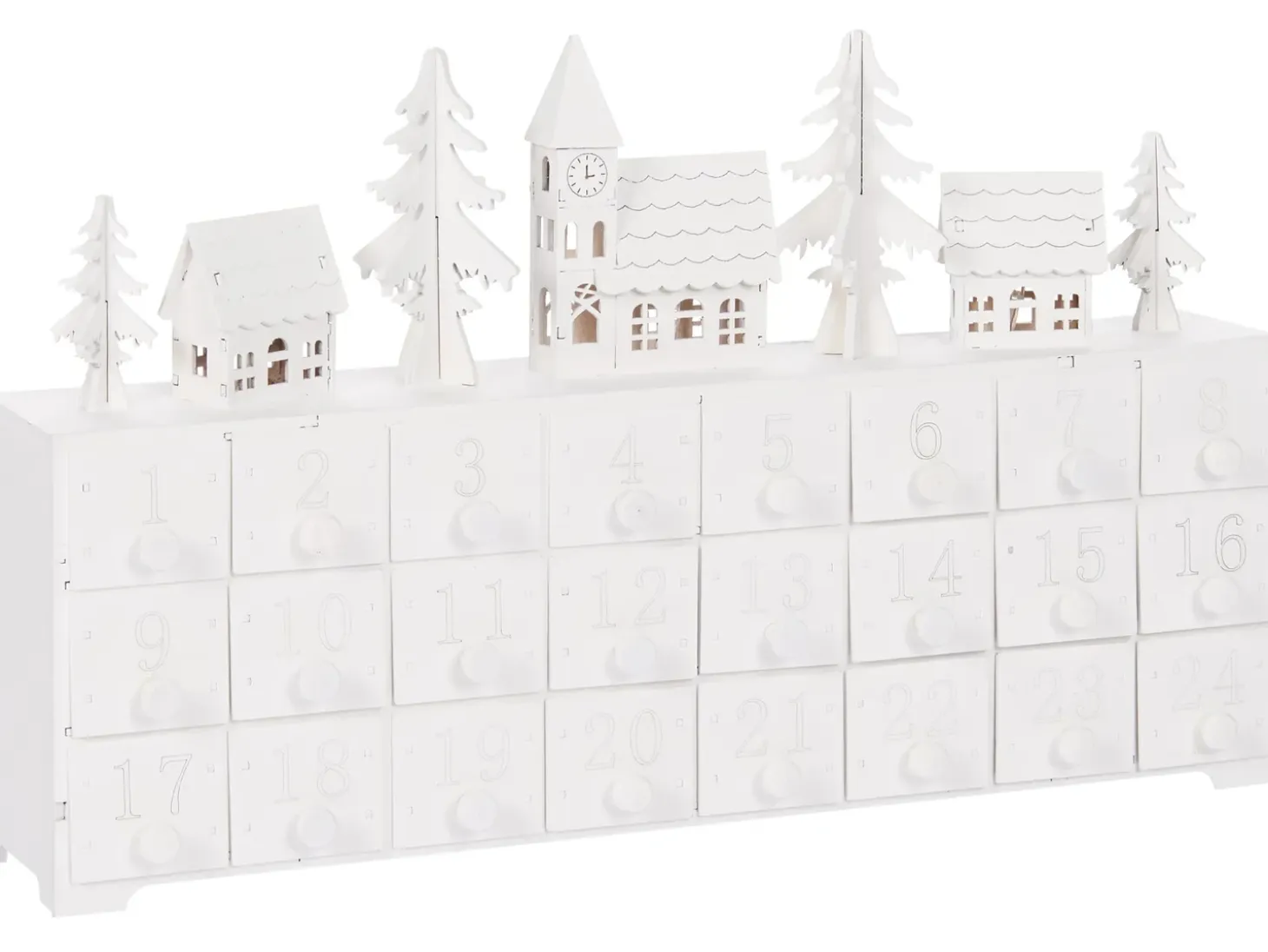 Juledekoration LED MUONIO Adventskalender 24 cm Hvid