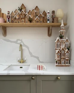 Juledekoration LED NILAKA Hus 85 cm Lysebrun