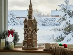 Juledekoration LED NILAKA Hus 85 cm Lysebrun
