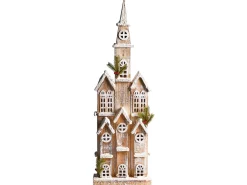 Juledekoration LED NILAKA Hus 85 cm Lysebrun