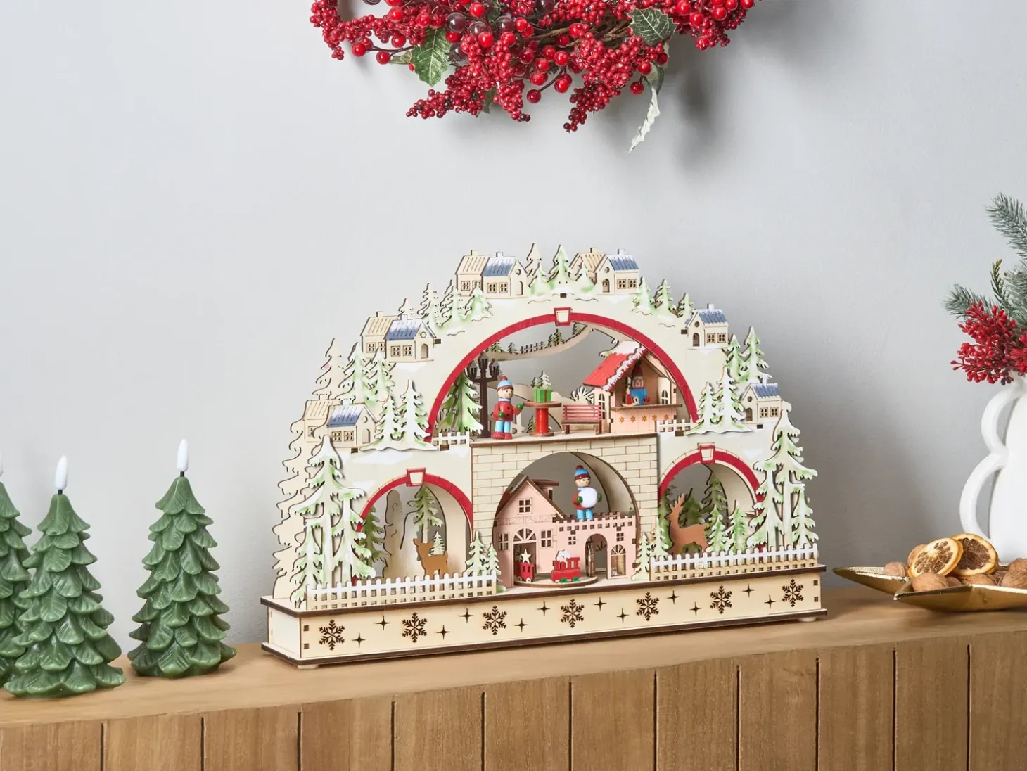Juledekoration LED SELURA 30 cm Lysebrun