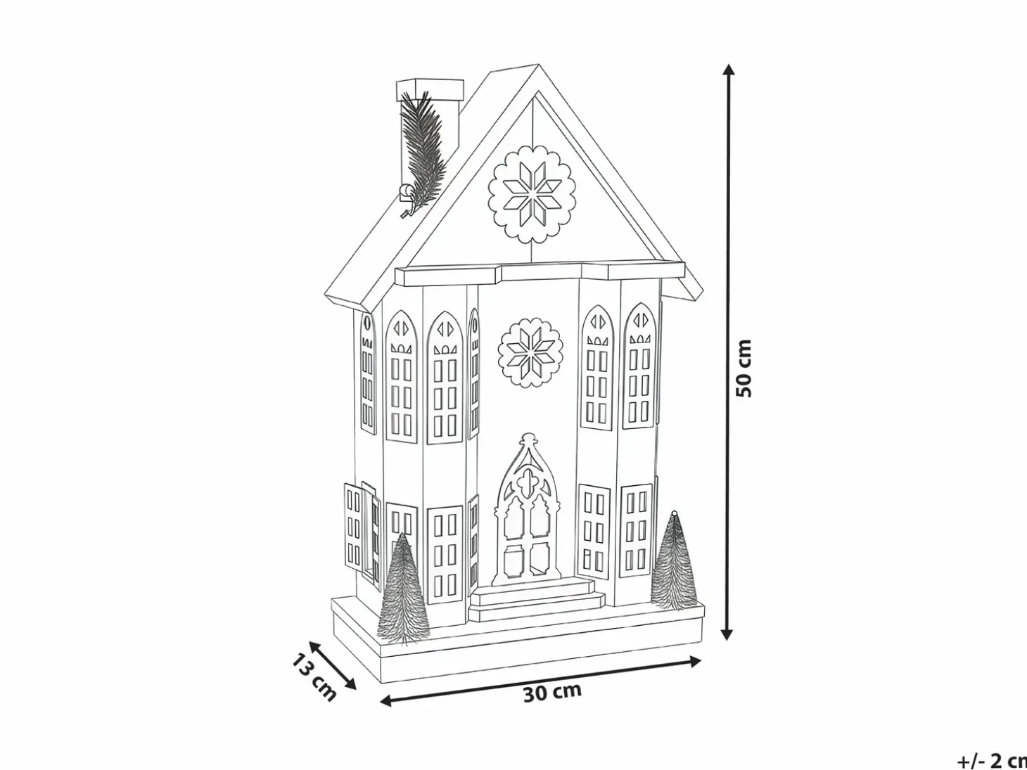 Juledekoration LED UNARI Hus 50 cm Lysebrun