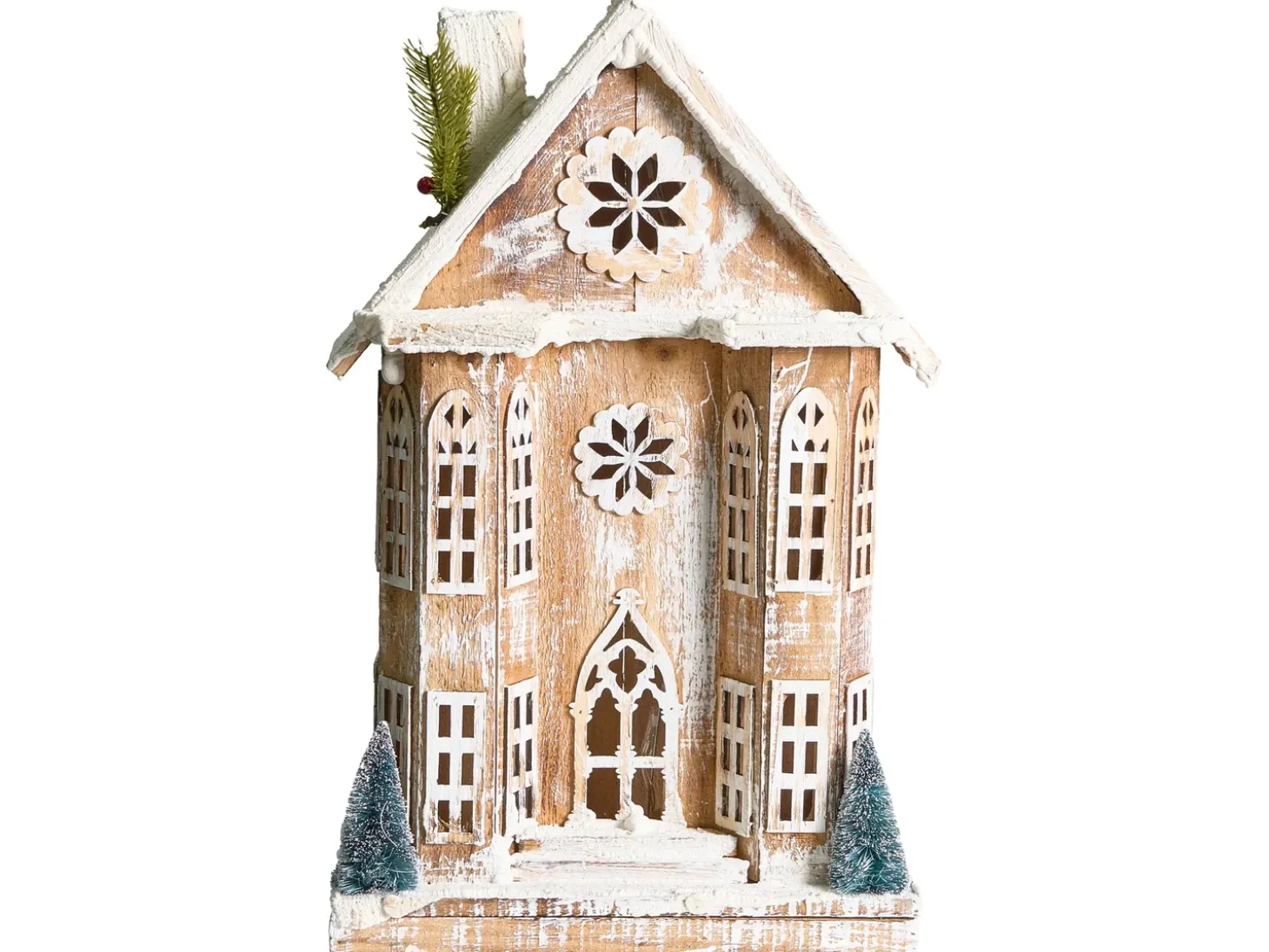 Juledekoration LED UNARI Hus 50 cm Lysebrun