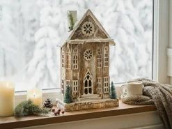 Juledekoration LED UNARI Hus 50 cm Lysebrun