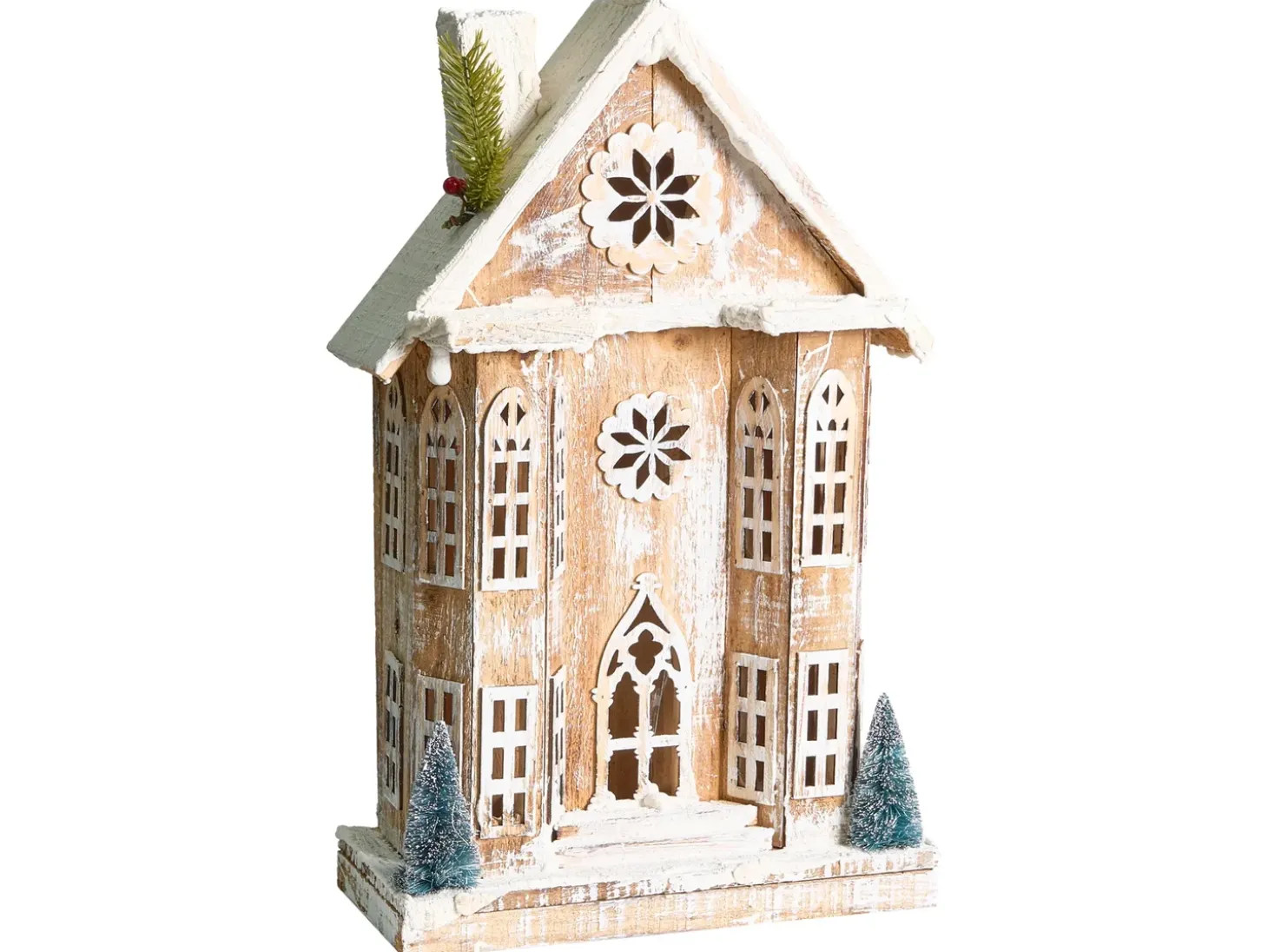 Juledekoration LED UNARI Hus 50 cm Lysebrun