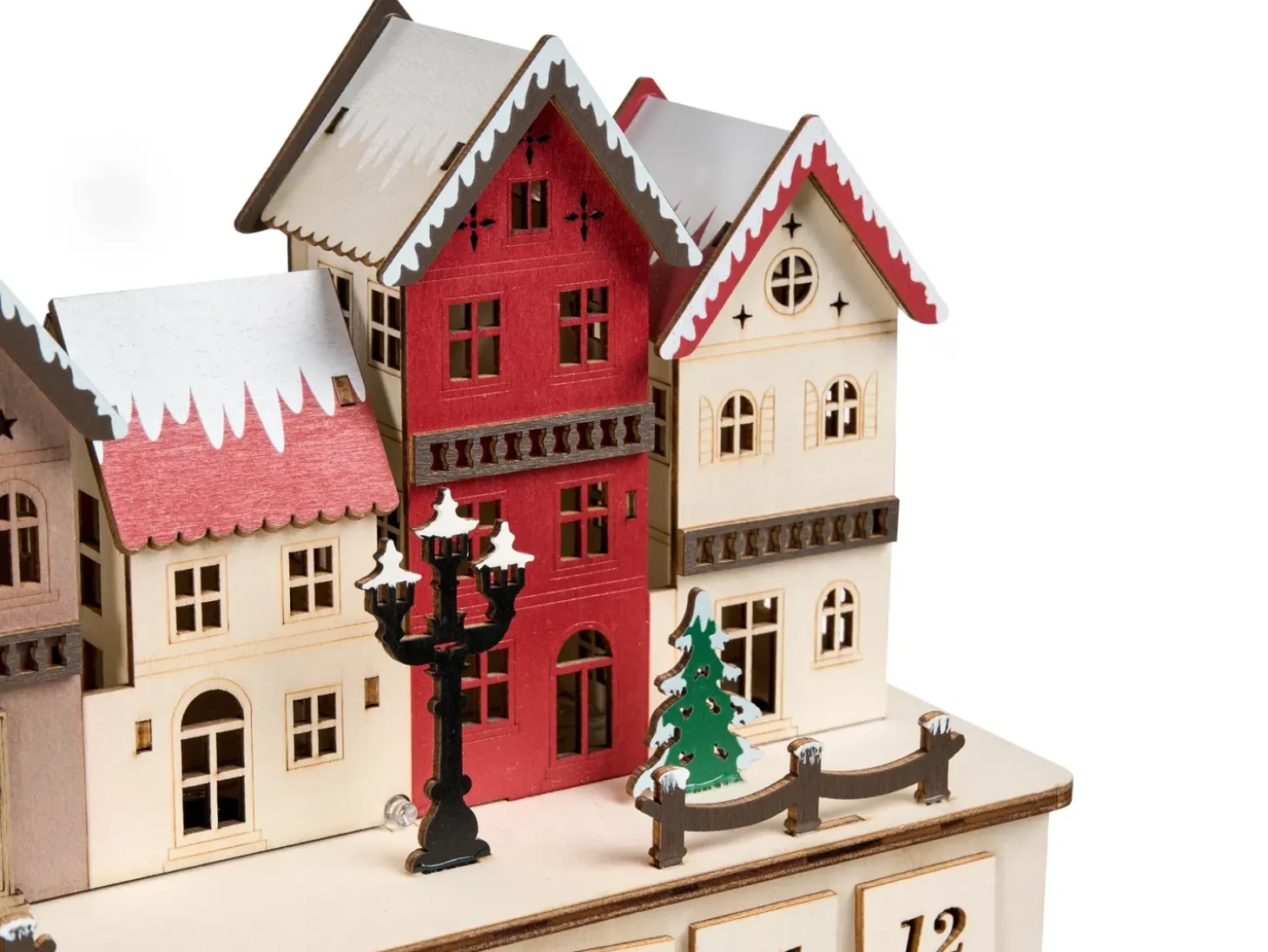 Juledekoration LED VISTERFLO Adventskalender 24 cm Lysebrun