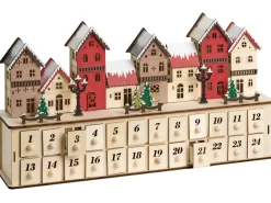 Juledekoration LED VISTERFLO Adventskalender 24 cm Lysebrun