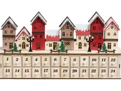 Juledekoration LED VISTERFLO Adventskalender 24 cm Lysebrun