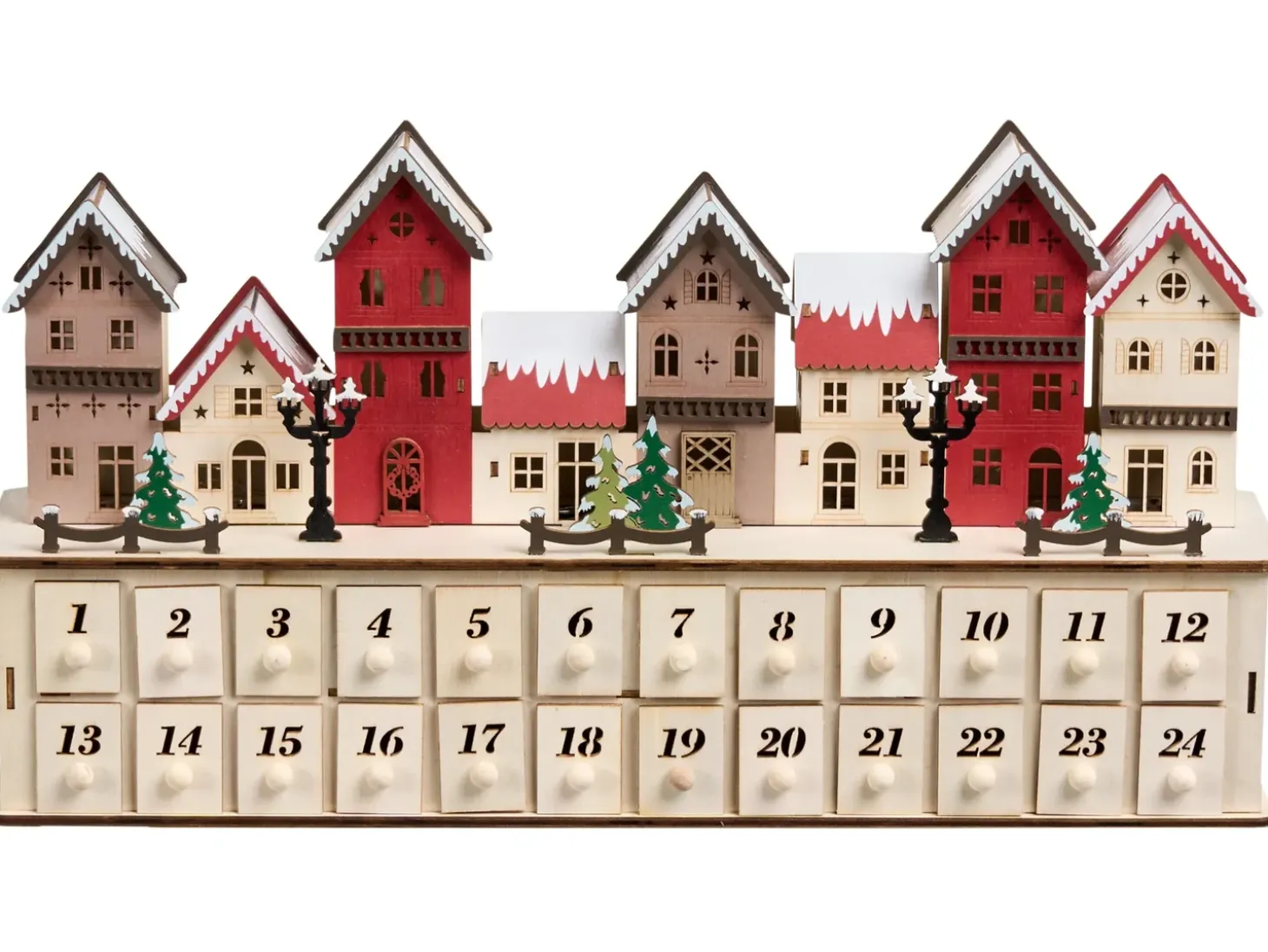 Juledekoration LED VISTERFLO Adventskalender 24 cm Lysebrun