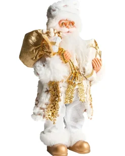 Juledekoration STRAUMSFJORDEN Julemand 40 cm Hvid/guld