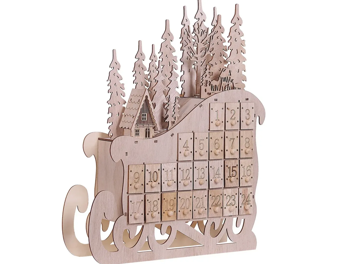 Juledekoration LED IMPALA Adventskalender 40 cm Lysebrun