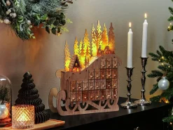 Juledekoration LED IMPALA Adventskalender 40 cm Lysebrun