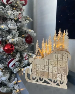 Juledekoration LED IMPALA Adventskalender 40 cm Lysebrun