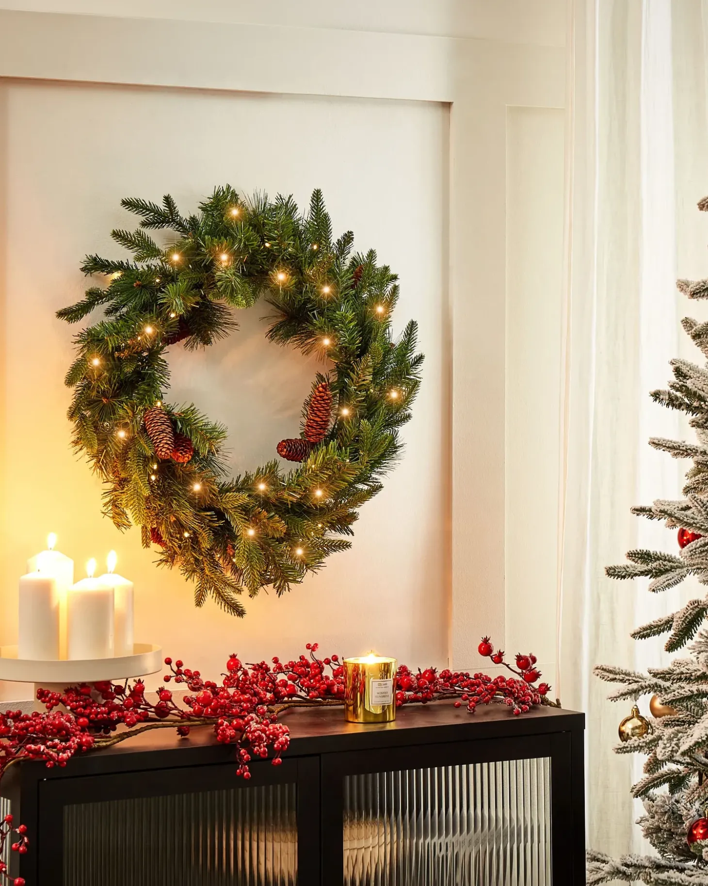 Julekrans LED KAMERUN Grøn 60 cm