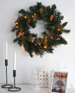 Julekrans LED TENALA Grøn 60 cm