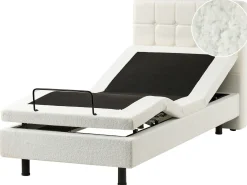 Justerbar seng Boucle DUKE 90 x 200 cm Cremehvid