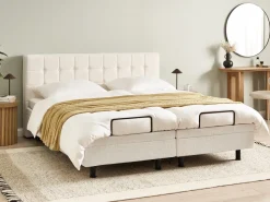 Justerbar seng Boucle DUKE 180 x 200 cm Cremehvid