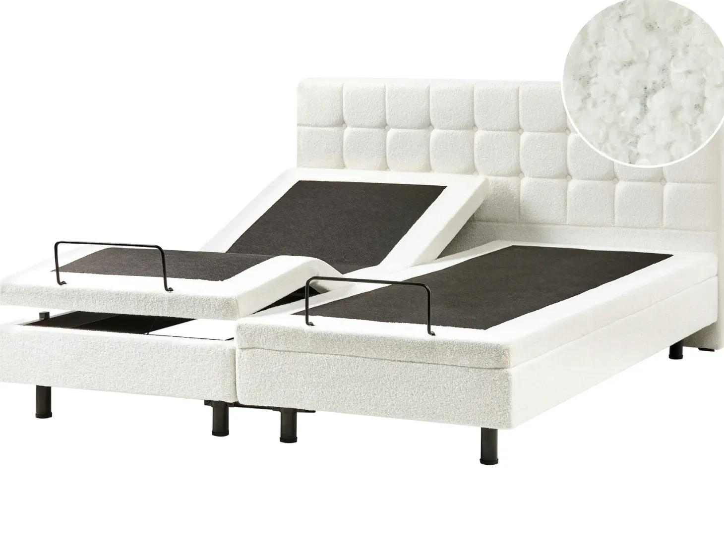 Justerbar seng Boucle DUKE 180 x 200 cm Cremehvid