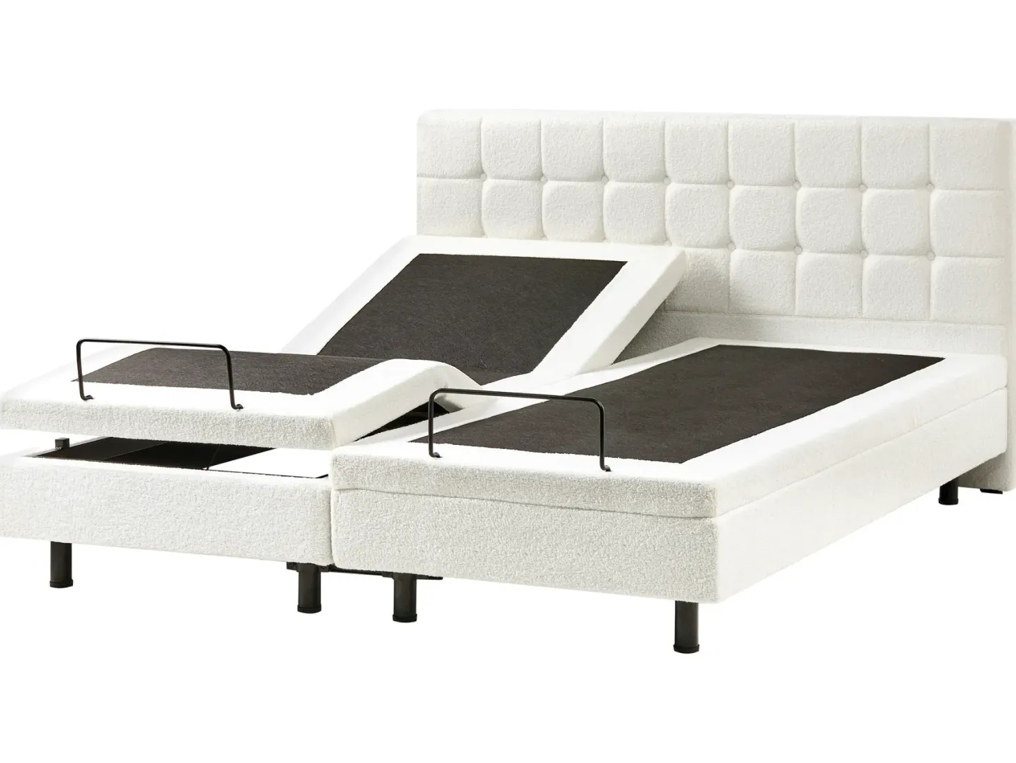 Justerbar seng Boucle DUKE 180 x 200 cm Cremehvid
