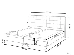 Justerbar seng DUKE 160 x 200 cm Lysegrå