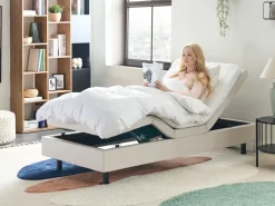 Justerbar seng uden hovedgærde CASTELLAN 90 x 200 cm Lys Beige