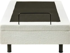 Justerbar seng uden hovedgærde Boucle DUKE 90 x 200 cm Cremehvid
