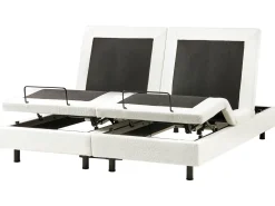 Justerbar seng uden hovedgærde Boucle DUKE 180 x 200 cm Cremehvid