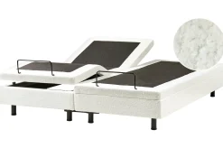 Justerbar seng uden hovedgærde Boucle DUKE 180 x 200 cm Cremehvid