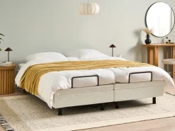 Justerbar seng uden hovedgærde Boucle DUKE 180 x 200 cm Cremehvid