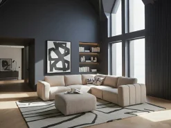 KIVVIK 5 personers Hjørnesofa modul Venstrevendt Beige Boucle med fodskammel