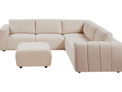 KIVVIK 5 personers Hjørnesofa modul Venstrevendt Beige Boucle med fodskammel