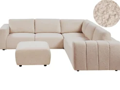 KIVVIK 5 personers Hjørnesofa modul Venstrevendt Beige Boucle med fodskammel
