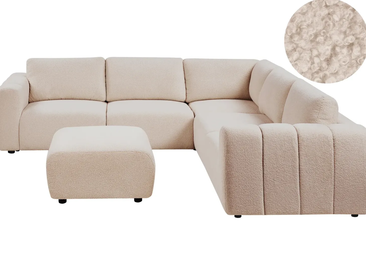 KIVVIK 5 personers Hjørnesofa modul Venstrevendt Beige Boucle med fodskammel