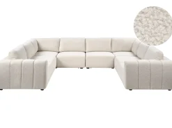 KIVVIK 8 personers U-formet modulsofa Cremehvid Boucle