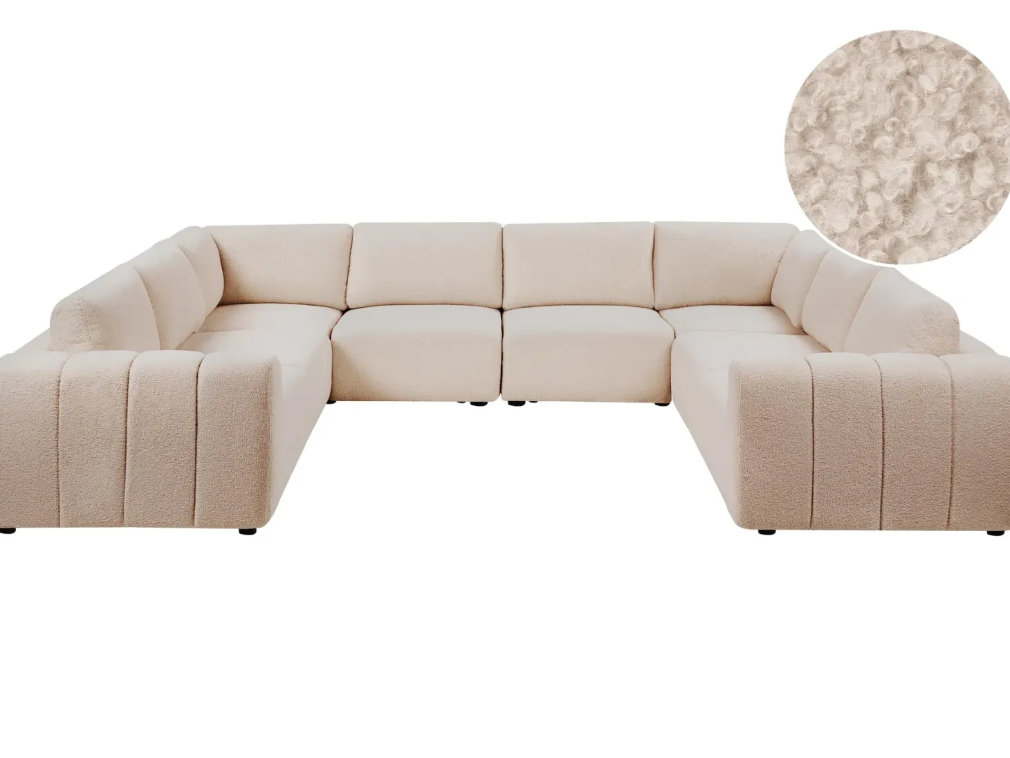 KIVVIK 8 personers U-formet modulsofa Beige Boucle