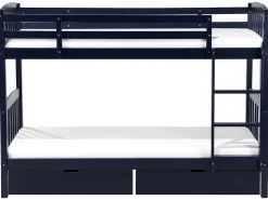 Køjeseng med skuffer Fyretræ REVIN 90 x 200 cm Navy Blå