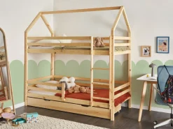 Køjeseng med skuffer Hus Fyretræ GIRGOLS 90 x 200 cm med opbevaring Lysebrun