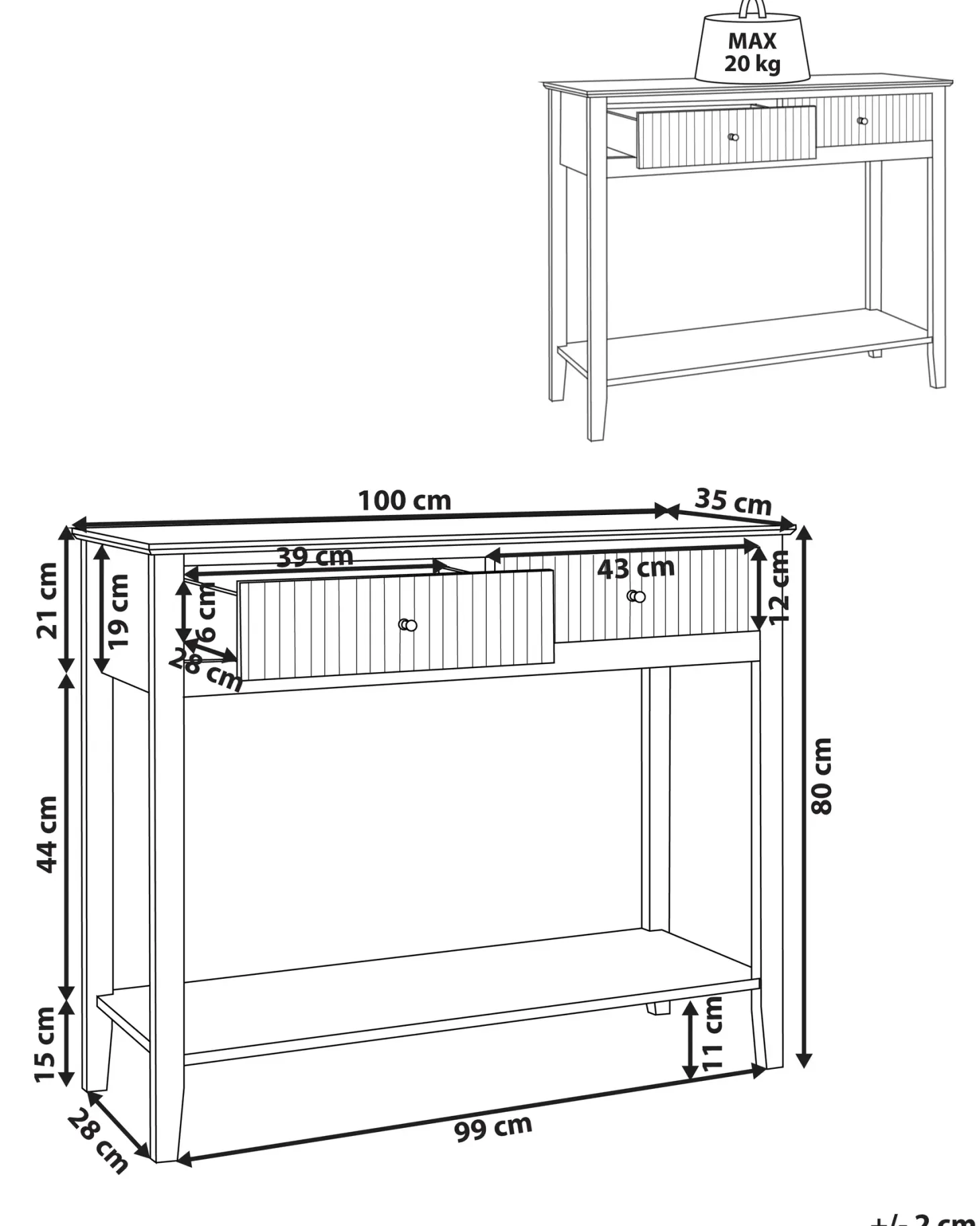 Konsolbord ASSISI Hvid