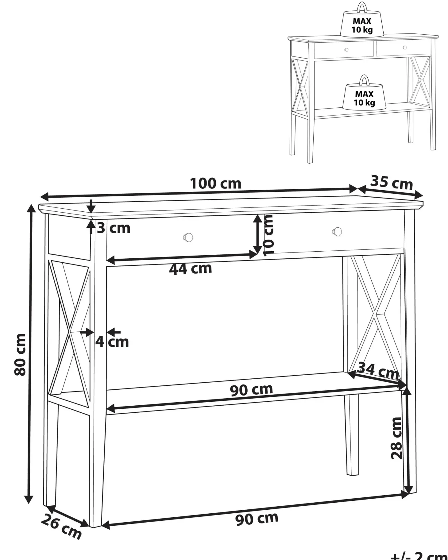 Konsolbord AVENUE Hvid