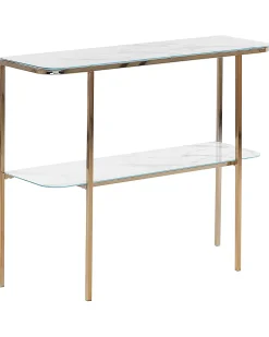 Konsolbord CALVERT Hærdet glas Marmor/guld