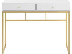 Konsolbord DAPHNE Hvid/guld 100 cm 48 cm med skuffer