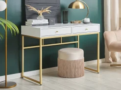 Konsolbord DAPHNE Hvid/guld 100 cm 48 cm med skuffer