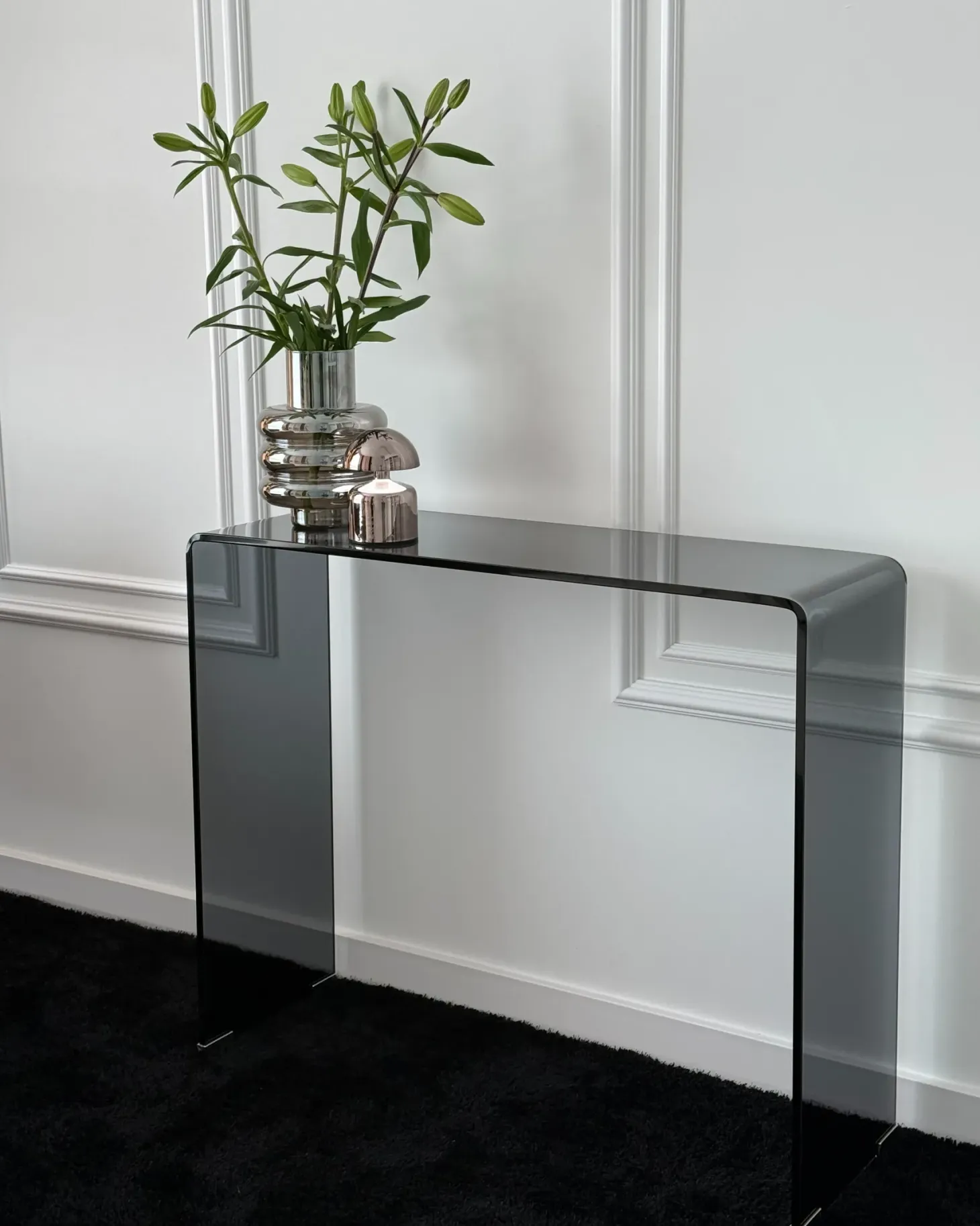 Konsolbord KENDALL Hærdet glas Sort