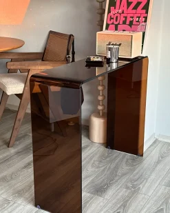 Konsolbord KENDALL Hærdet glas Brun