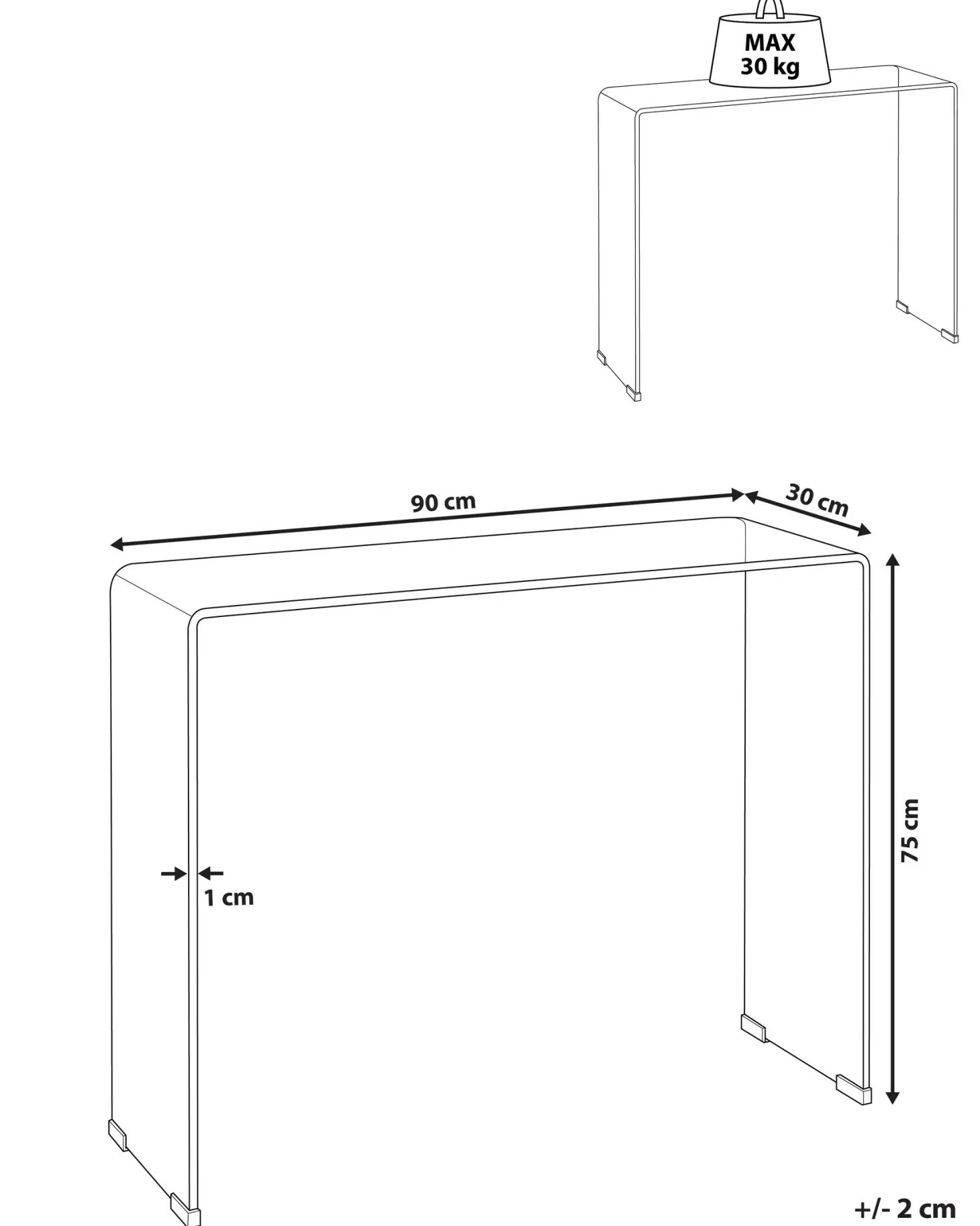 Konsolbord KENDALL Hærdet glas Blå