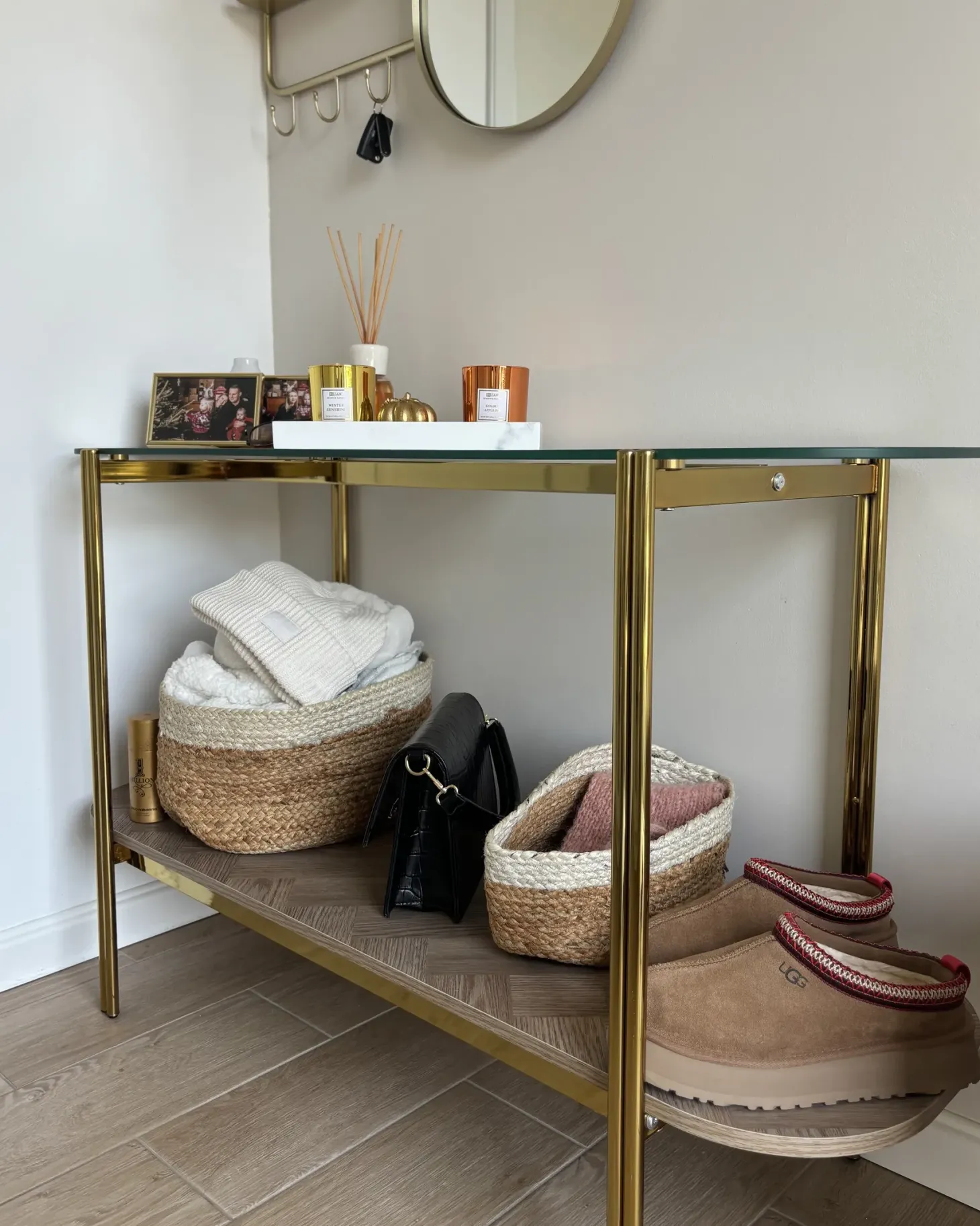 Konsolbord LOVELL Hærdet glas Guld