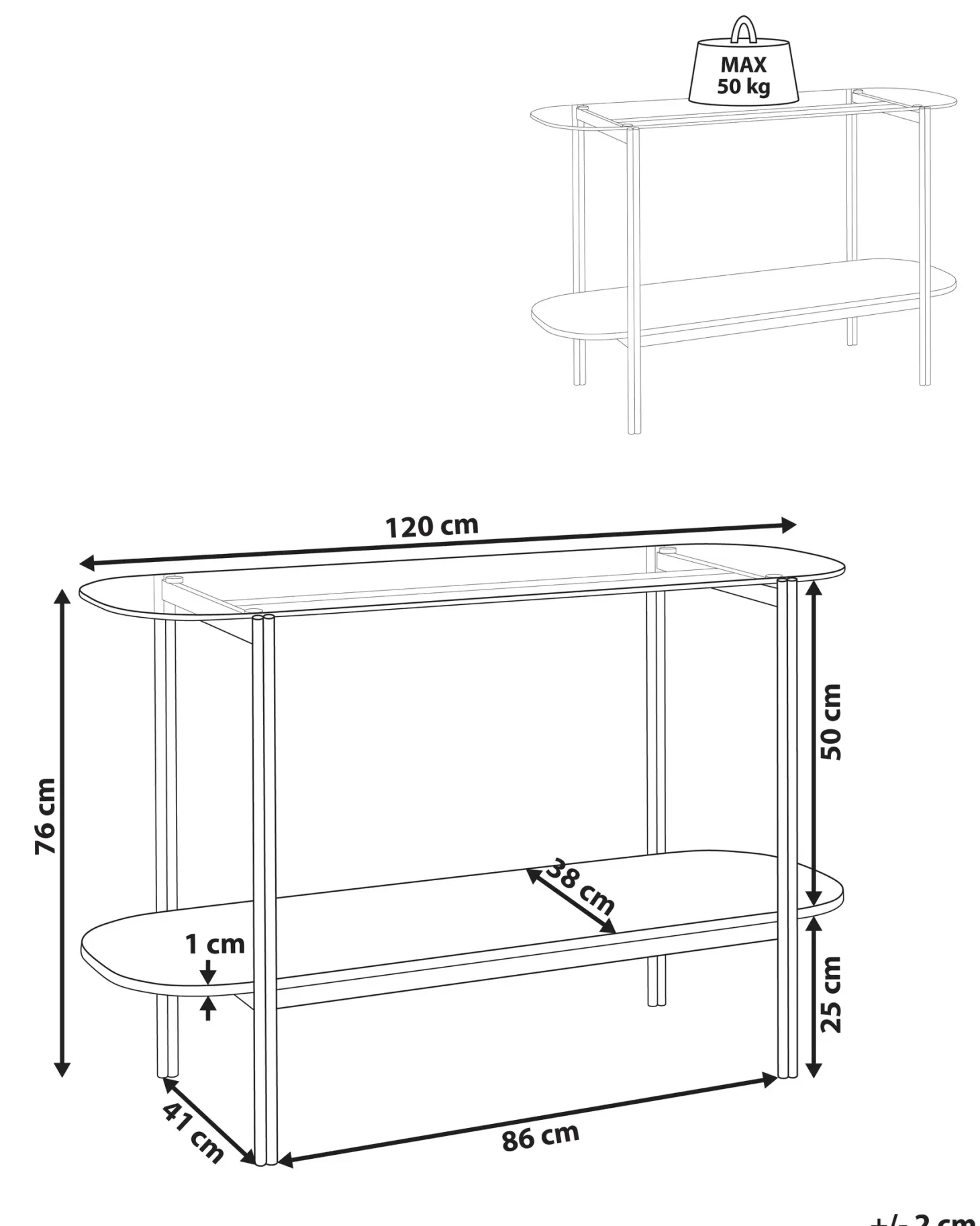 Konsolbord LOVELL Hærdet glas Sølv