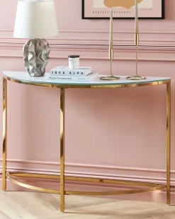 Konsolbord ORITA Hærdet glas Hvid marmor