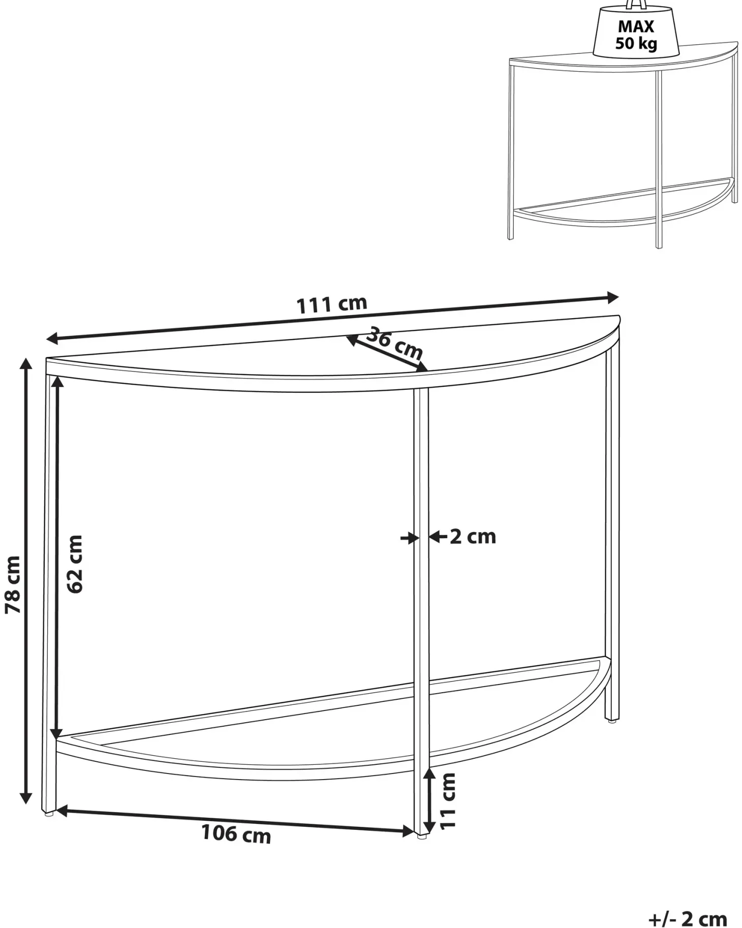 Konsolbord ORITA Hærdet glas Hvid marmor